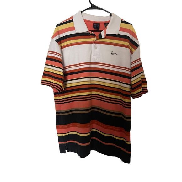 Other - Kani Gold Mens Multi-Color Striped Short-Sleeve Polo Shirt Extra Large